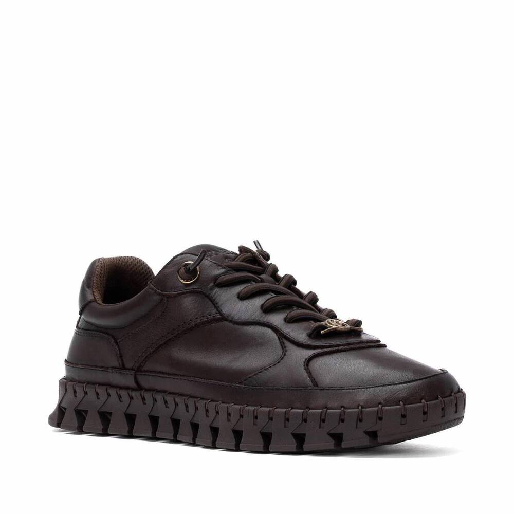 NEW CARMELA women's leather lace-up sneakers in brown